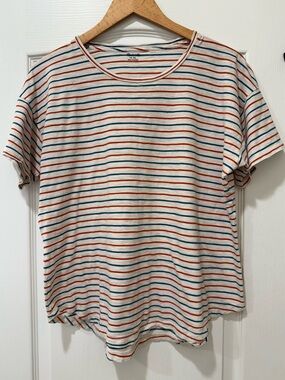 Madewell Striped Relaxed Fit Tee in Cream, Blue, Red